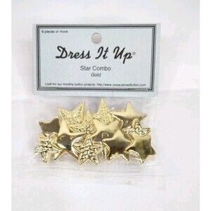 DRESS IT UP Buttons STARS Red/Blue/Gold Sewing Crafts Embellishment
